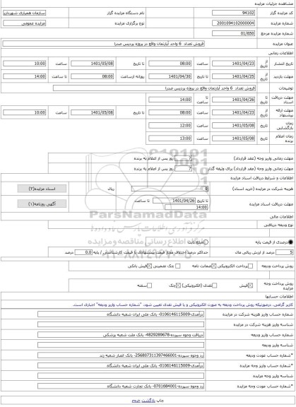 مزایده ، فروش تعداد 6 واحد آپارتمان واقع در پروژه پردیس صدرا -مزایده آپارتمان - استان فارس