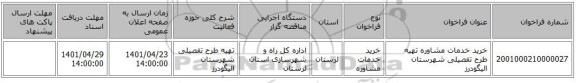 مناقصه، خرید خدمات مشاوره تهیه طرح تفصیلی شهرستان الیگودرز