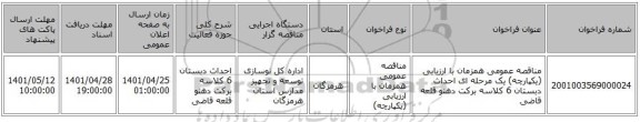 مناقصه، مناقصه عمومی همزمان با ارزیابی (یکپارچه) یک مرحله ای احداث دبستان 6 کلاسه برکت دهنو قلعه قاضی