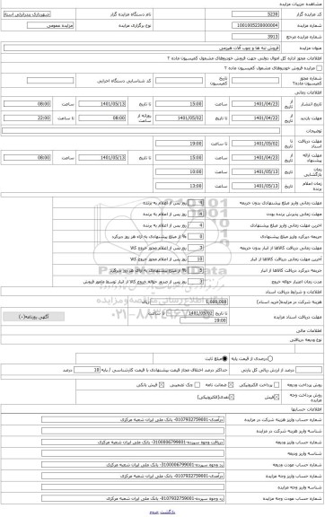مزایده ، فروش تنه ها و چوب آلات هیزومی