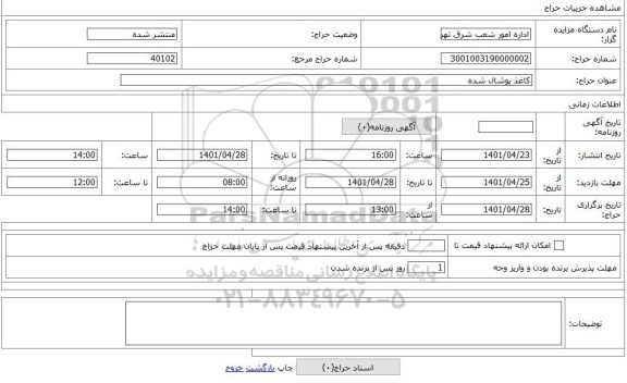 مزایده ، کاغذ پوشال شده