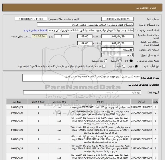 استعلام جعبه بکس طبق شرح موجد در توضیحات کالاها - همه برند هنس اصل