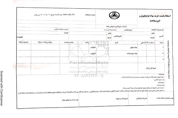 استعلام قیمت خرید مواد فوم (پلیول و ایزوسیانات) 