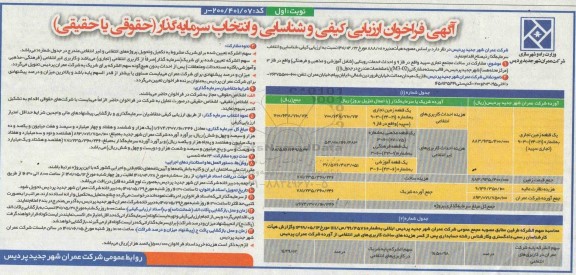 فراخوان ارزیابی کیفی و شناسایی و انتخاب سرمایه گذار  مشارکت در ساخت مجتمع تجاری سپید...