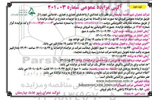 مزایده فروش تعدادی از واحدهای تجاری و خدماتی - نوبت دوم