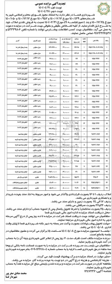 مزایده فروش نقدی املاک کاربری زمین تجاری مسکونی تجدید وبت دوم
