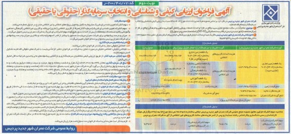 فراخوان ارزیابی کیفی و شناسایی و انتخاب سرمایه گذار مشارکت در ساخت مجتمع تجاری سپید...- نوبت دوم