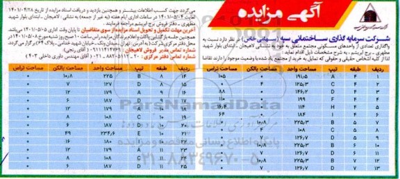مزایده واگذاری تعدادی از واحدهای مسکونی