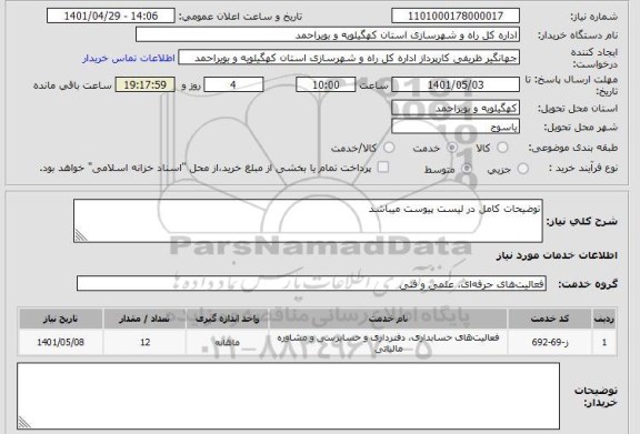 استعلام توضیحات کامل در لیست پیوست میباشد
