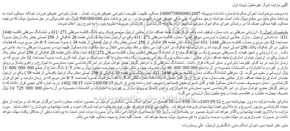 مزایده فروش سرقفلی دو باب مغازه 
