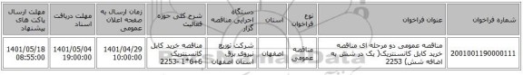 مناقصه، مناقصه عمومی دو مرحله ای مناقصه خرید کابل کانسنتریک( یک در شش به اضافه شش) 2253
