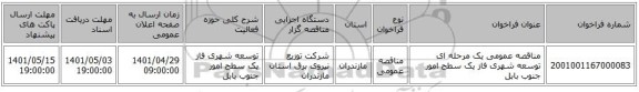 مناقصه، مناقصه عمومی یک مرحله ای توسعه شهری فاز یک سطح امور 	جنوب بابل