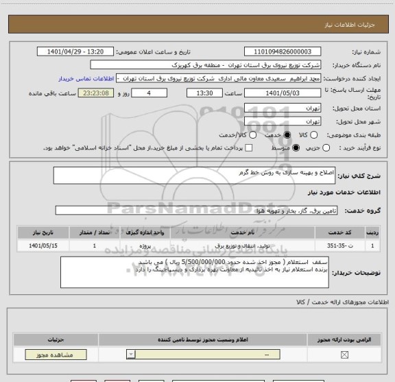 استعلام اصلاح و بهینه سازی به روش خط گرم