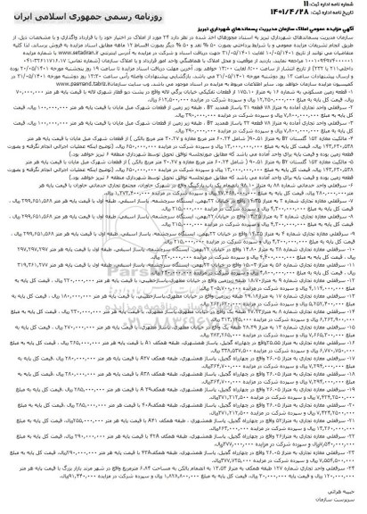 مزایده فروش 24 مورد از املاک 