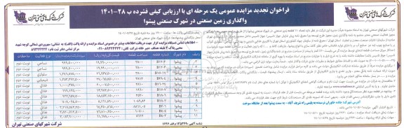مزایده تعداد 11 قطعه زمین صنعتی - تجدید