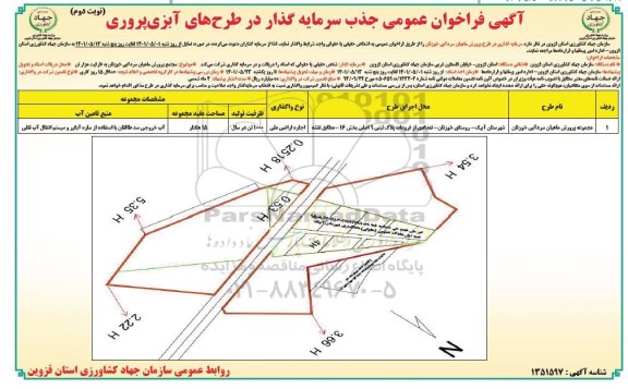 مزایده و مناقصه فراخوان  پرورش ماهیان سرد آبی خوزتان به ظرفیت هزار تن- نوبت دوم