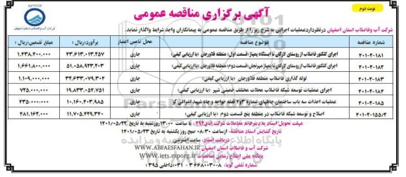 مناقصه اجرای کلکتور فاضلاب... نوبت دوم 
