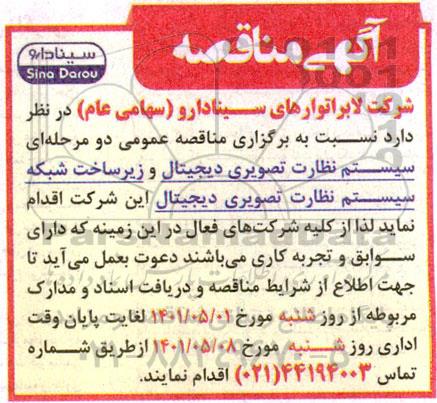 مناقصه سیستم نظارت تصویری دیجیتال و زیرساخت شبکه سیستم نظارت تصویری دیجیتال