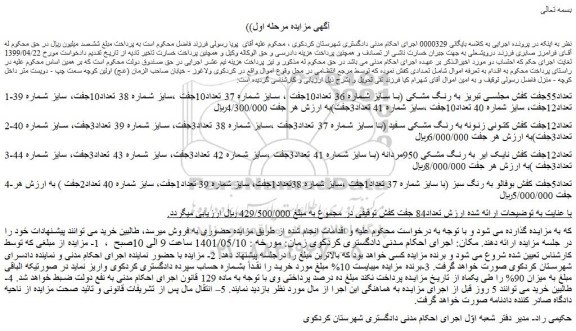 مزایده فروش 1-تعداد55جفت کفش مجلسی تبریز به رنگ مشکی