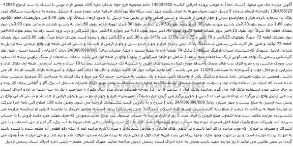 آگهی مزایده پلاک به شماره پانزده هزار و چهارصدو سی و چهار فرعی از هشتاد و شش اصلی