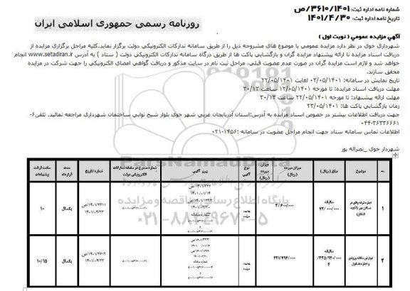 مزایده اجاره غرفه و ....