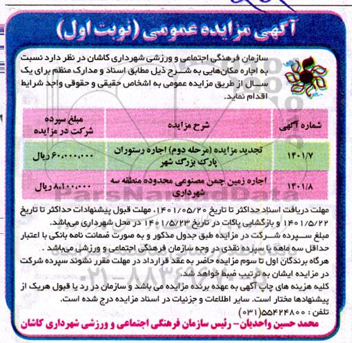 مزایده اجاره مکانهایی