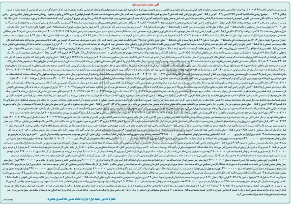 مزایده ششدانگ پلاک 1657 فرعی و 6054 فرعی از 155- اصلی