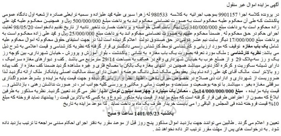 مزایده یک باب مغازه