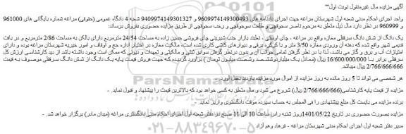 مزایده یک دانگ از شش دانگ سرقفلی مغازه 