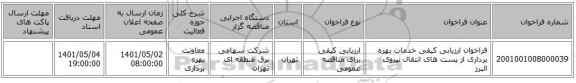 مناقصه، فراخوان ارزیابی کیفی خدمات بهره برداری از پست های انتقال نیروی البرز