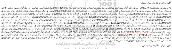 مزایده یک دستگاه یخچال ایستاده دودرب ،دو دستگاه یخچال ایستاده .....