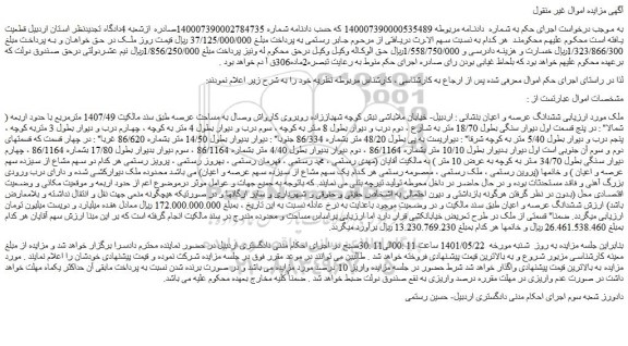 مزایده فروش ملک 