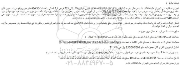 مزایده فروش ملک 