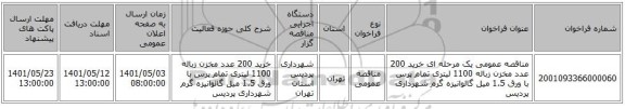 مناقصه، مناقصه عمومی یک مرحله ای خرید 200 عدد مخزن زباله 1100 لیتری تمام پرس با ورق 1.5 میل گالوانیزه گرم شهرداری  پردیس