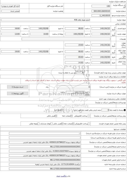 مزایده ، اجاره طبقه بالای PCR