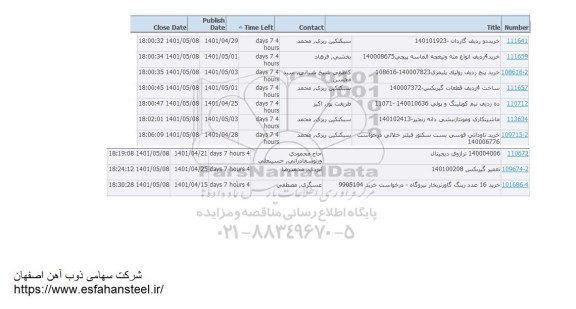 استعلام خرید دو ردیف گاردان و...