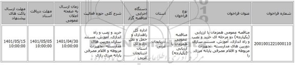 مناقصه، مناقصه عمومی همزمان با ارزیابی (یکپارچه) دو مرحله ای خرید و نصب و راه اندازی، آموزش، مستند سازی دوربین های مداربسته ،تجهیزات مربوطه و اقلام مصرفی پایانه مرزی را
