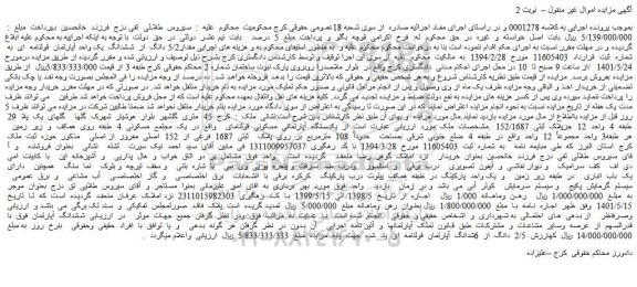 مزایده فروش ششدانگ  یک واحد آپارتمان  قولنامه  ای