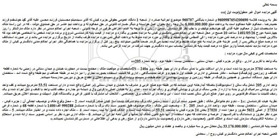 مزایده فروش یک واحد با کاربری اداری