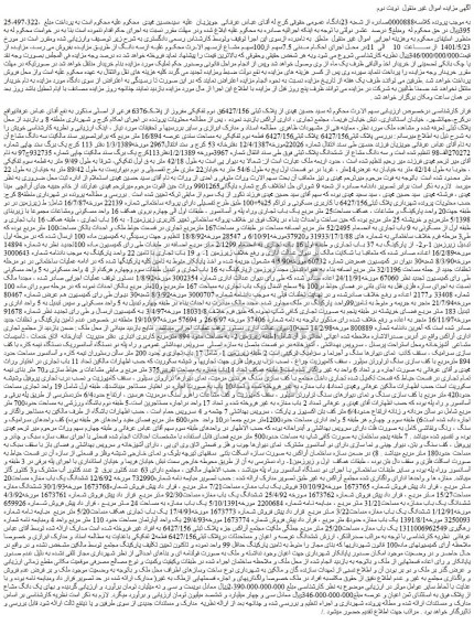 مزایده پلاک ثبتی 6427/156ق دوم تفکیکی مفروز از پلاک6376 فرعی از اصلی