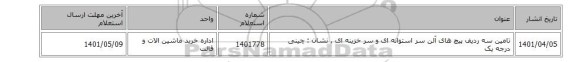 تامین سه  ردیف پیچ های  آلن سر استوانه ای و سر خزینه ای , نشان : چینی درجه یک
