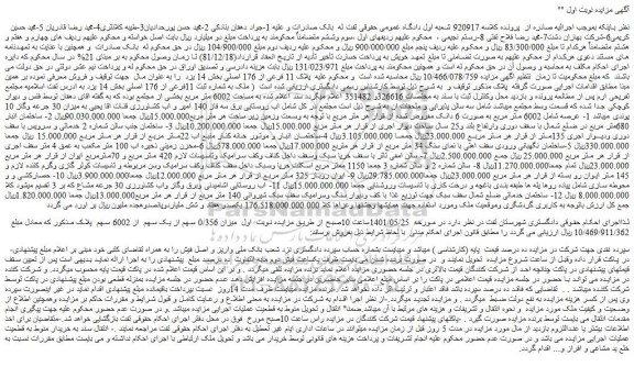 مزایده فروش ملک به شماره ثبت 11فرعی از 176 اصلی