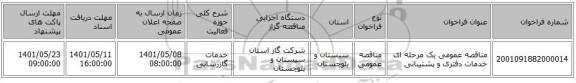 مناقصه، مناقصه عمومی یک مرحله ای خدمات دفتری و پشتیبانی