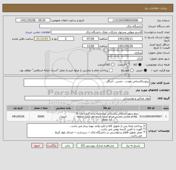استعلام برنج پاکستانی مودت ، حسن ، آذرگل