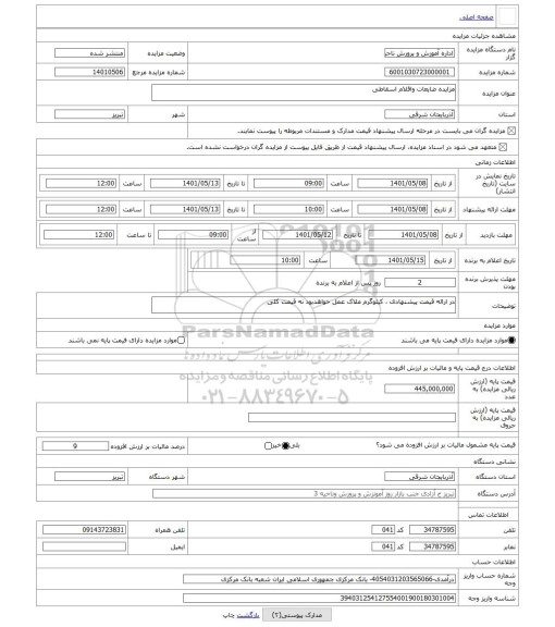مزایده ، مزایده ضایعات واقلام اسقاطی