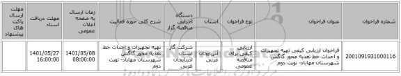 مناقصه، فراخوان ارزیابی کیفی تهیه تجهیزات و احداث خط تغذیه محور گاگش شهرستان مهاباد- نوبت دوم