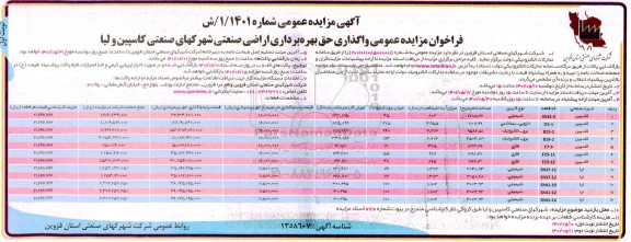 فراخوان مزایده واگذاری حق بهره برداری اراضی صنعتی شهرکهای صنعتی 