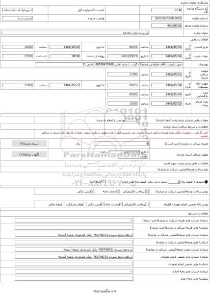 مزایده ، مزایدده اجاره دکه ها