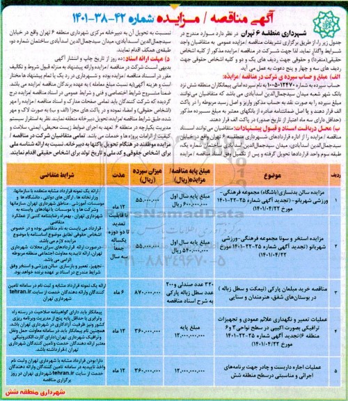 مناقصه و مزایده مناقصه خرید مبلمان پارکی و...