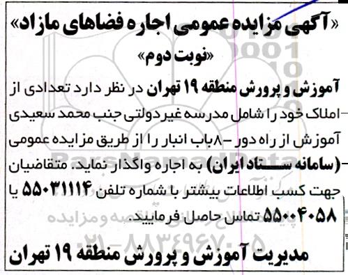  مزایده اجاره فضاهای مازاد - نوبت دوم 